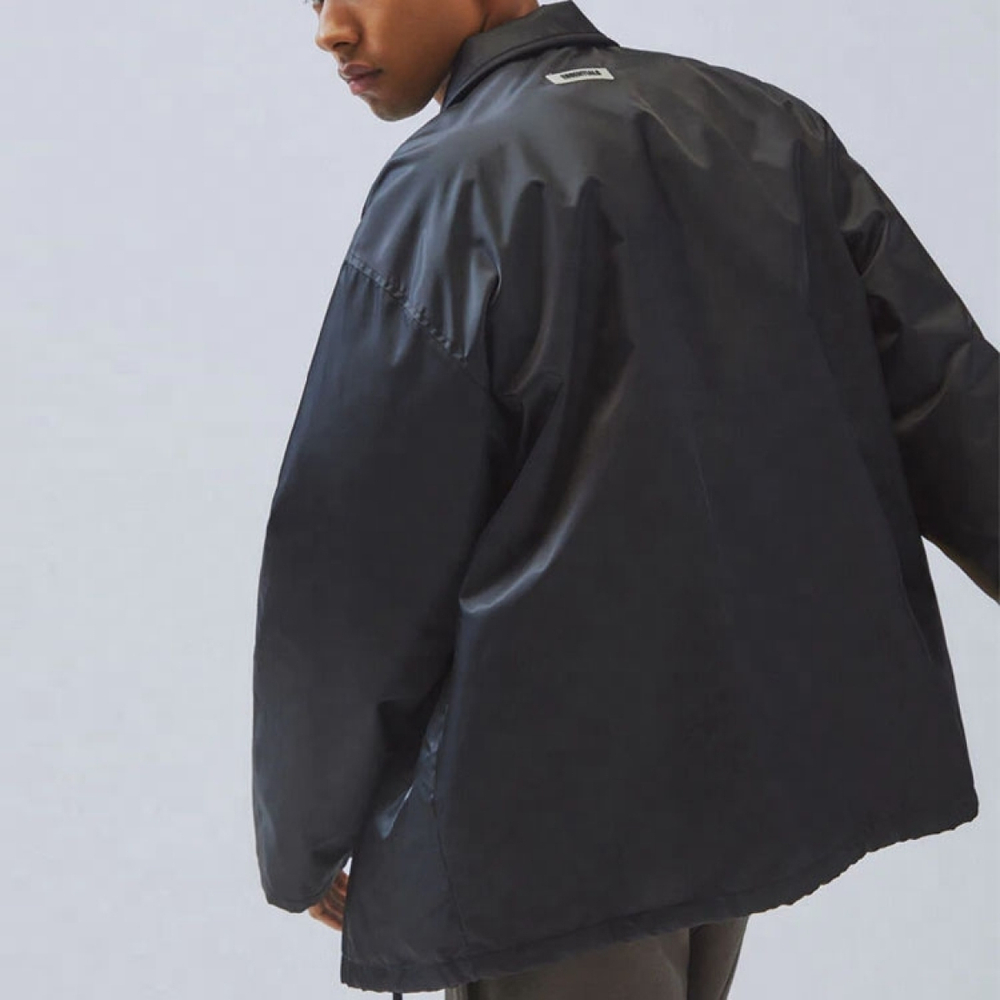Fear of God Essentials Coach Jacket Black Logo