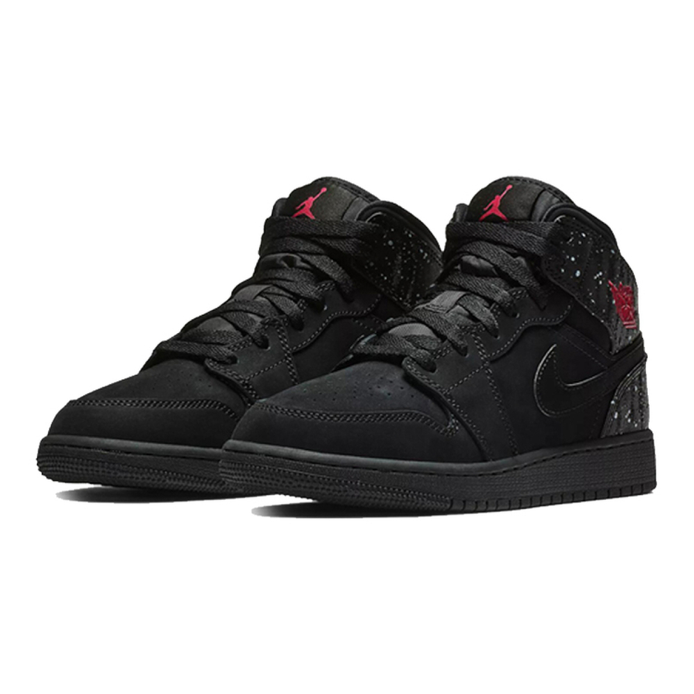 Jordan Air Jordan 1 Mid Black Rush Pink White Splatter