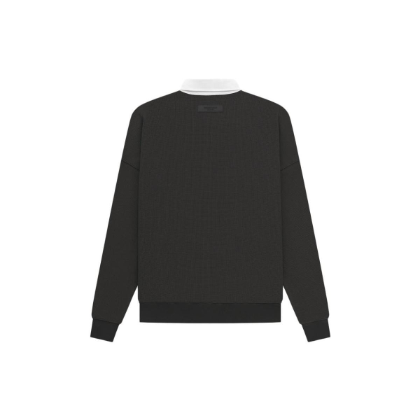 Fear of God Essentials SS23 waffle henley rugby off black Logo Polo