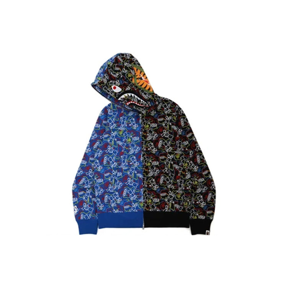 BAPE BE@RBRICK Camo x BE@R Shark Half Full Zip Hoodie Multi