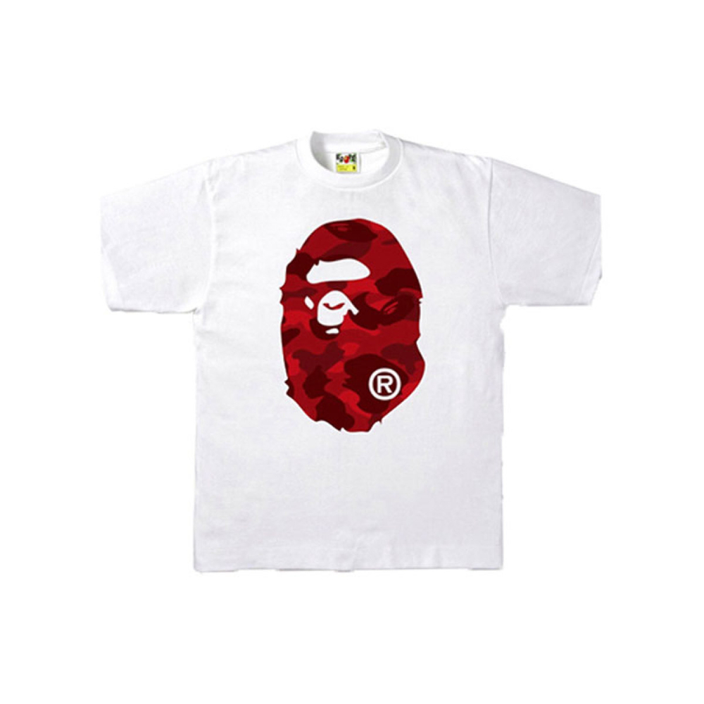 A BATHING APE Color Camo Big Ape Head Tee White/Red T