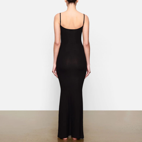 SKIMS SOFT LOUNGE LONG SLIP DRESS ONYX/