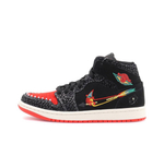 Air Jordan 1 mid se siempre familia Homogeneous Black Red for Retro Basketball Shoes