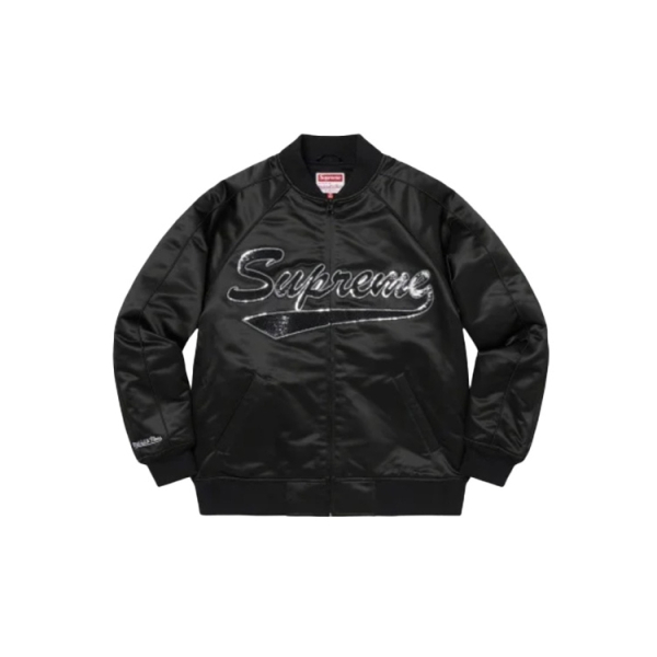 Supreme FW21 Week 10 x Mitchell & Ness Sequin Logo Varsity Jacket