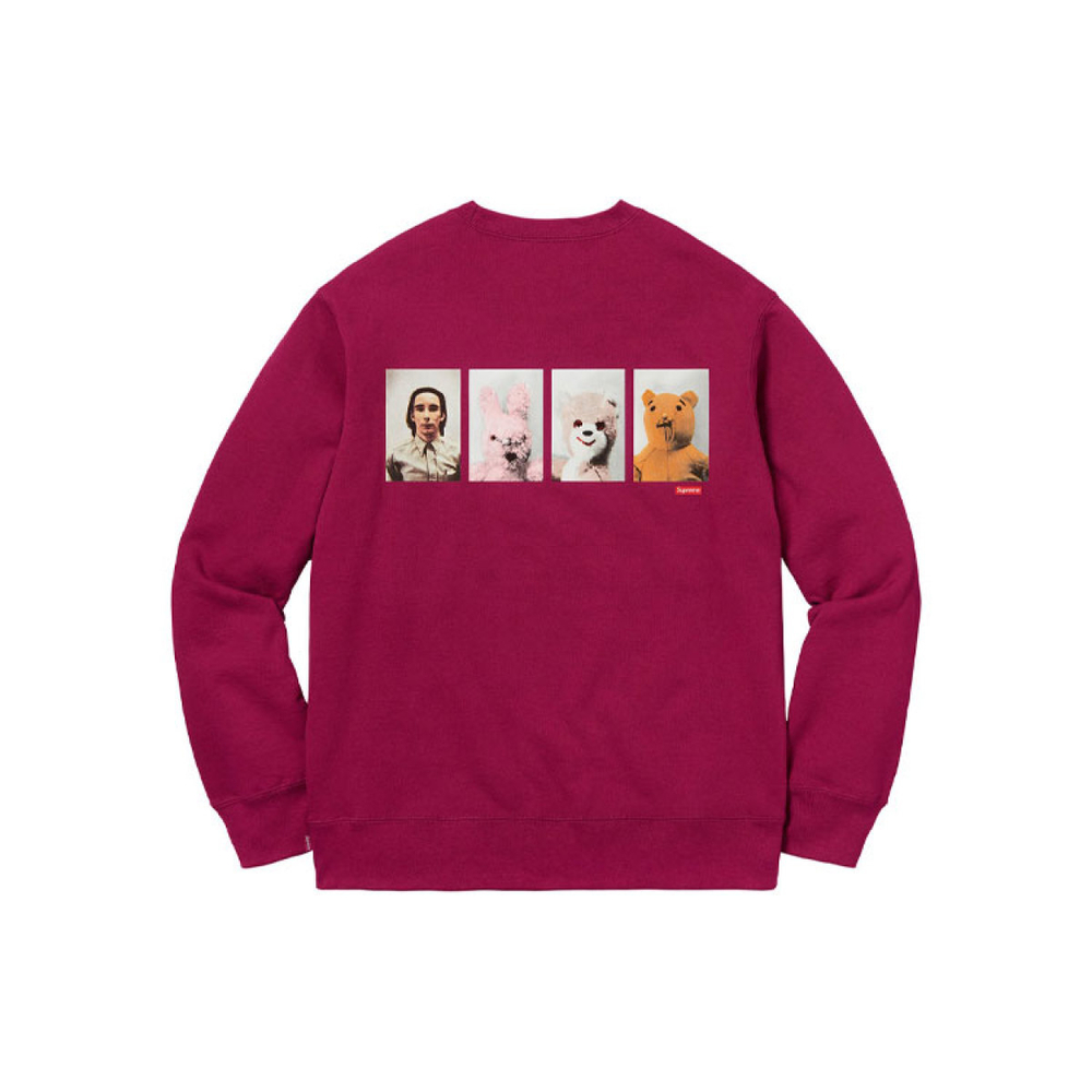 Supreme FW18 x Mike Kelley AhhYouth! Crewneck Sweatshirt Dark Magenta