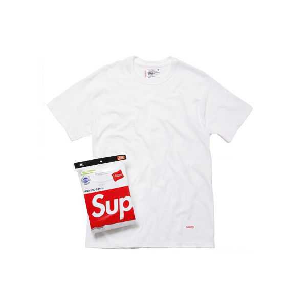 Supreme FW19 Week 1 x Hanes Tagless Tees (3 Pack) White T 3
