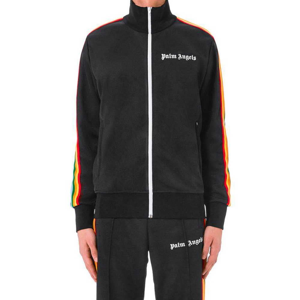 PALM ANGELS Black Rainbow Track Jacket