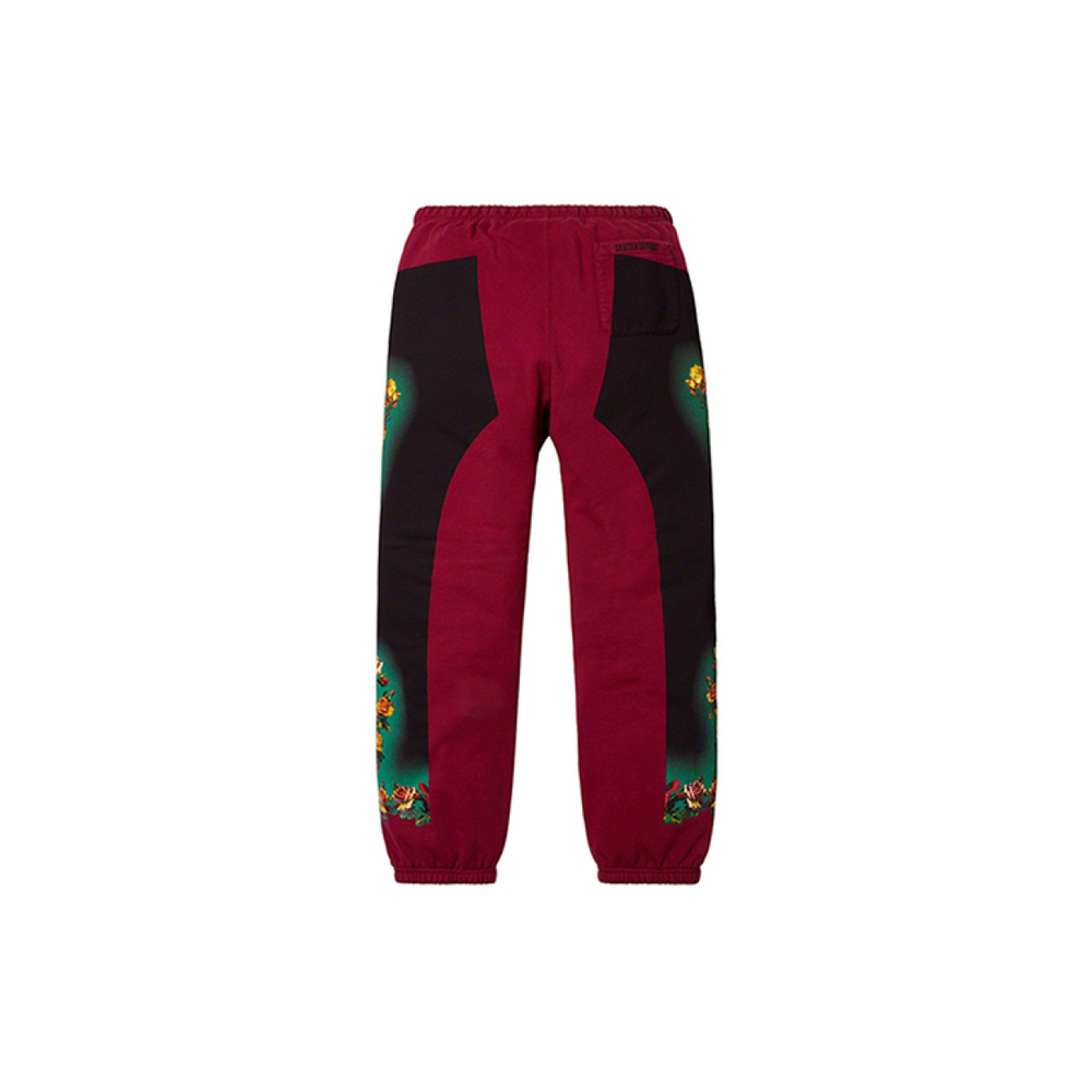Supreme SS19 x Jean Paul Gaultier Floral Print Sweatpant Burgendy