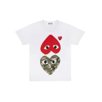 CDG Play Camouflage With Upside Down Heart T-Shirt T