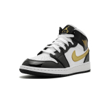 Jordan Air Jordan 1 Mid Patent Black White Gold