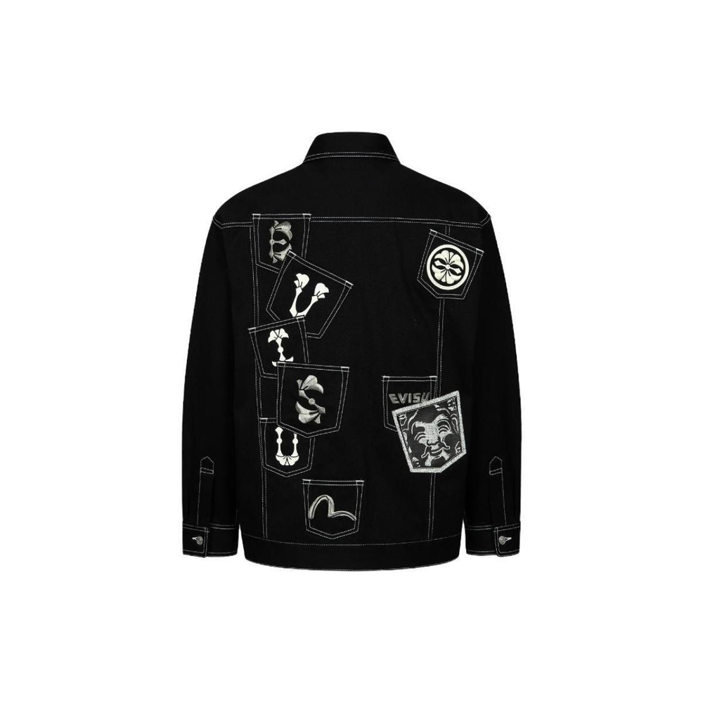 EVISU Multi-Pocket Loose Fit Denim Shirt Jacket