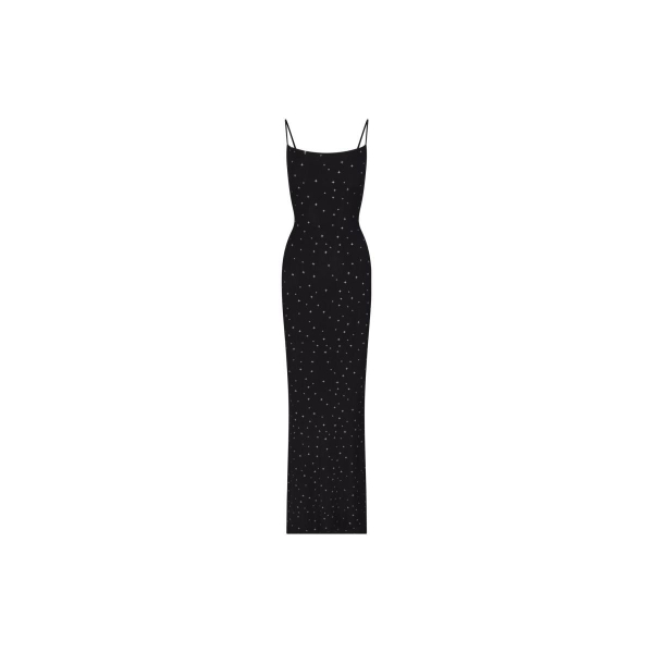 SKIMS SOFT LOUNGE LONG SLIP DRESS ONYX SPARKLE PRINT /