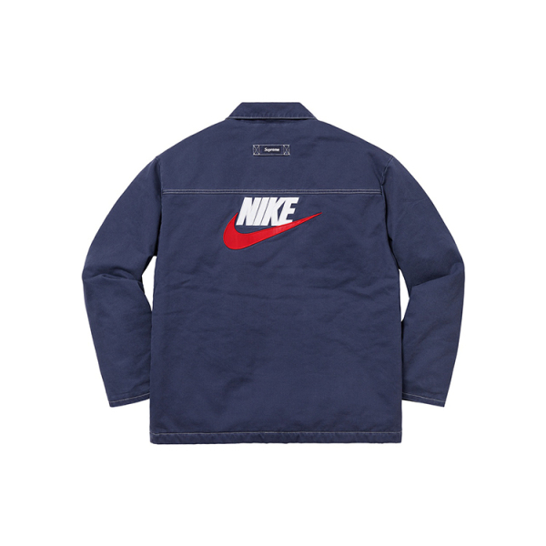 Supreme FW18 x Nike Double Zip Quilted Work Jacket Navy