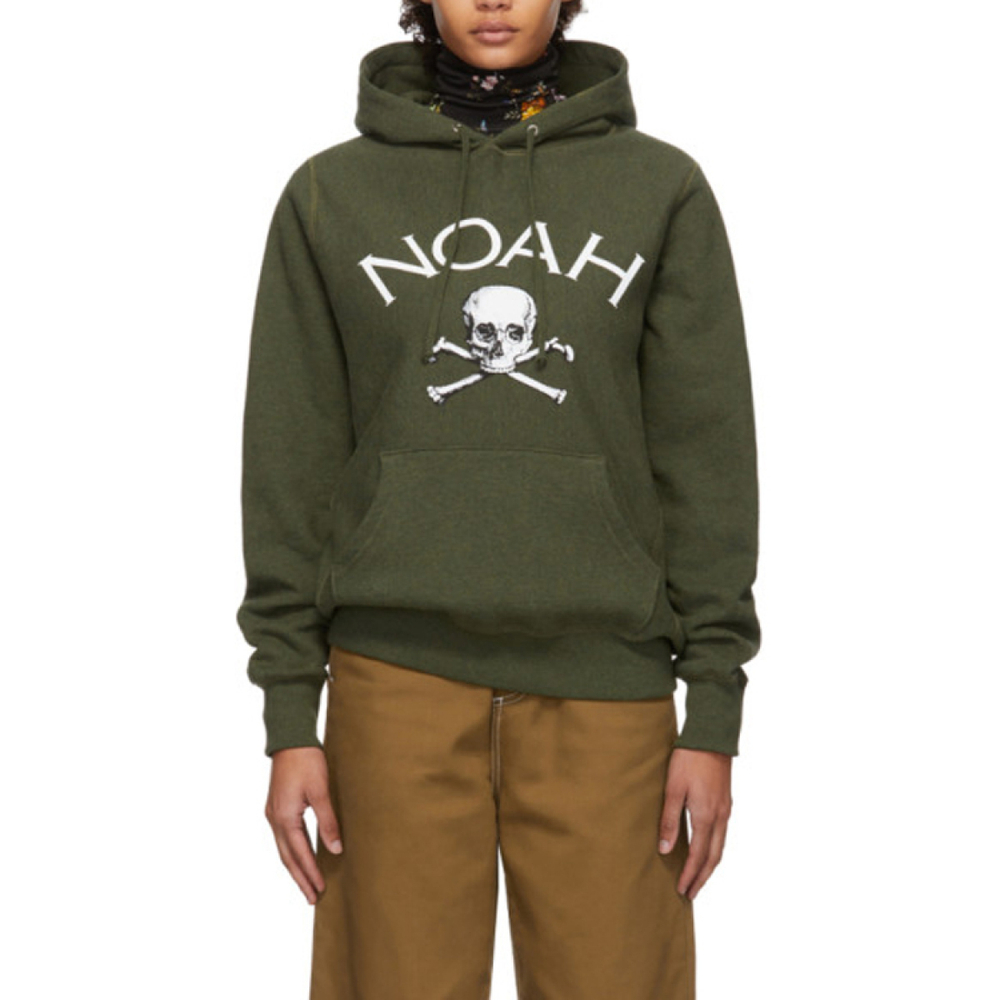 NOAH Nyc Jolly Roger Hoodie Olive Heather