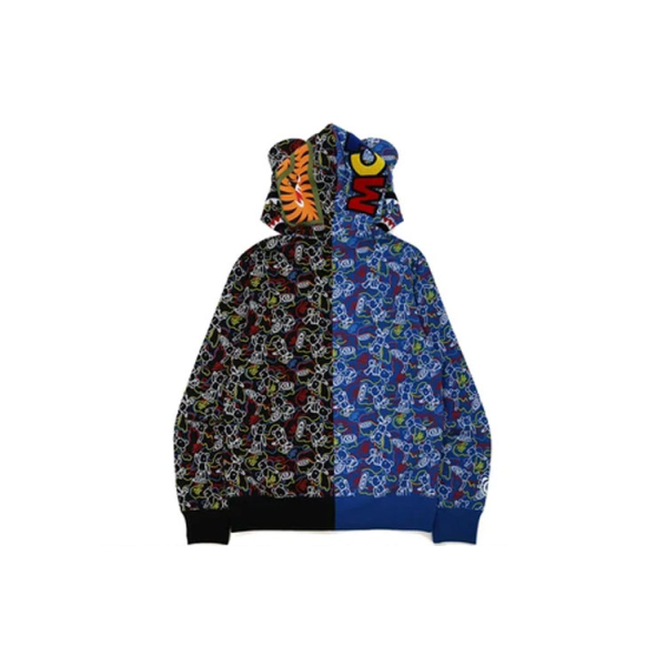 BAPE BE@RBRICK Camo x BE@R Shark Half Full Zip Hoodie Multi
