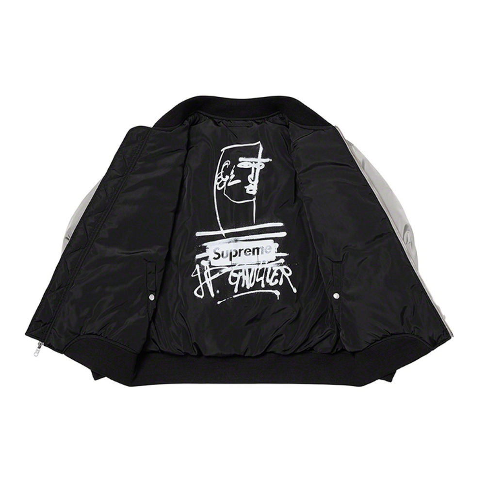 Supreme SS19 x Jean Paul Gaultier Reversible Backpack MA-1 Silver