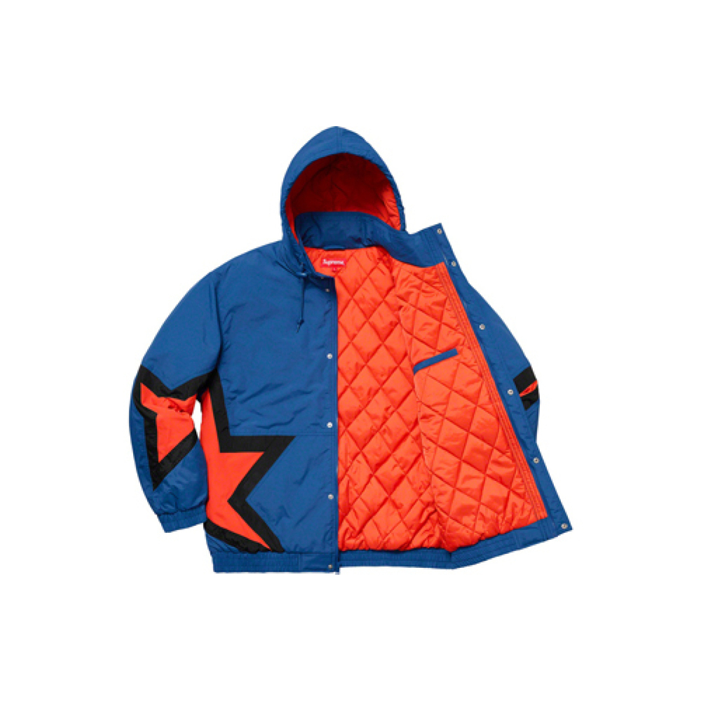 Supreme SS19 Stars Puffy Jacket Royal logo