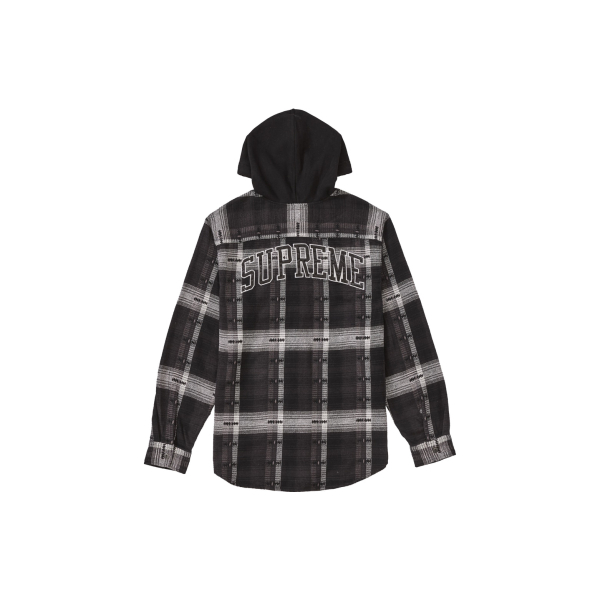 Supreme FW18 Hooded Jacquard Flannel Shirt Black