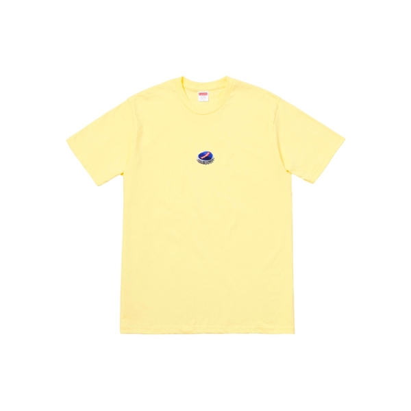 Supreme FW18 Bottle Cap Tee Pale Yellow Logo T