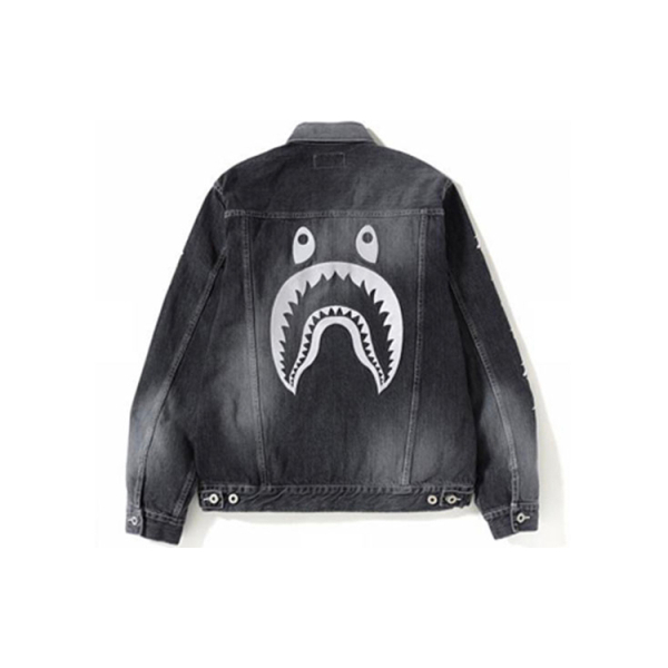 A BATHING APE SHARK DENIM JACKET black