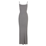 SKIMS SOFT LOUNGE LONG SLIP DRESS /HEATHER GREY/GRAY