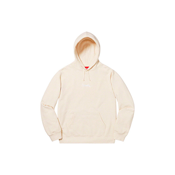 Supreme SS19 Tag Logo Hooded Sweatshirt Natural Logo