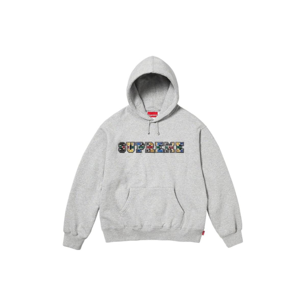 Supreme FW23 WEEK4 COLLEGIATE PATCHWORK LEATHER HOODED SWEATSHIRT Logo