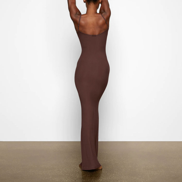 SKIMS SOFT LOUNGE LONG SLIP DRESS /COCOA