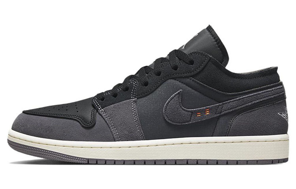 Jordan Air Jordan 1 low se craft "inside out" trendy material stitching wear-resistant low help retro basketball shoes Men's black ash