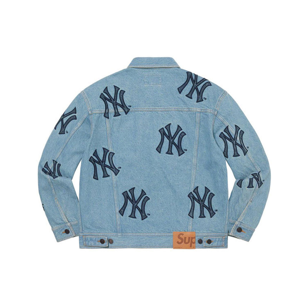 Supreme Week 2 x New York Yankees Denim Trucker Jacket Logo