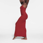 SKIMS SOFT LOUNGE LONG SLIP DRESS BRICK/