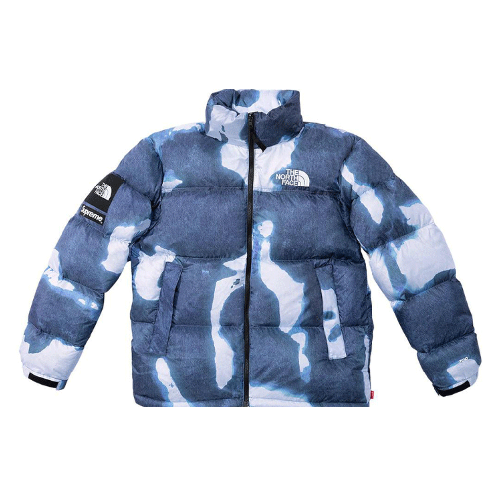Supreme x /THE NORTH FACE FW21 TNF Bleached Denim Print Nuptse Jacket