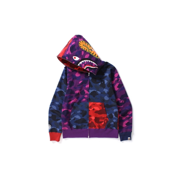 A BATHING APE Color Camo Crazy Shark Full Zip Hoodie