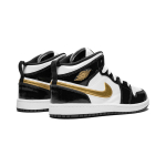 Air Jordan 1 Mid Patent Black White Gold