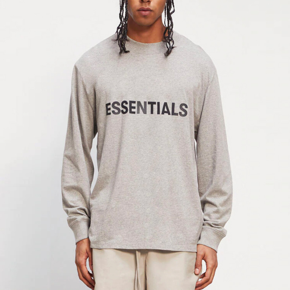 Fear of God Essentials Long FW20 Sleeve Tee Dark Heather Oatmeal T