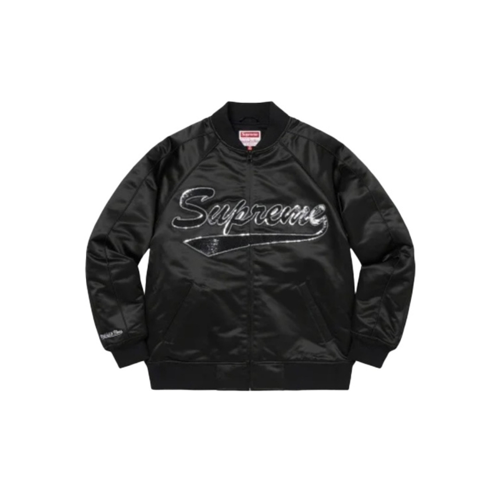 Supreme FW21 Week 10 x Mitchell & Ness Sequin Logo Varsity Jacket