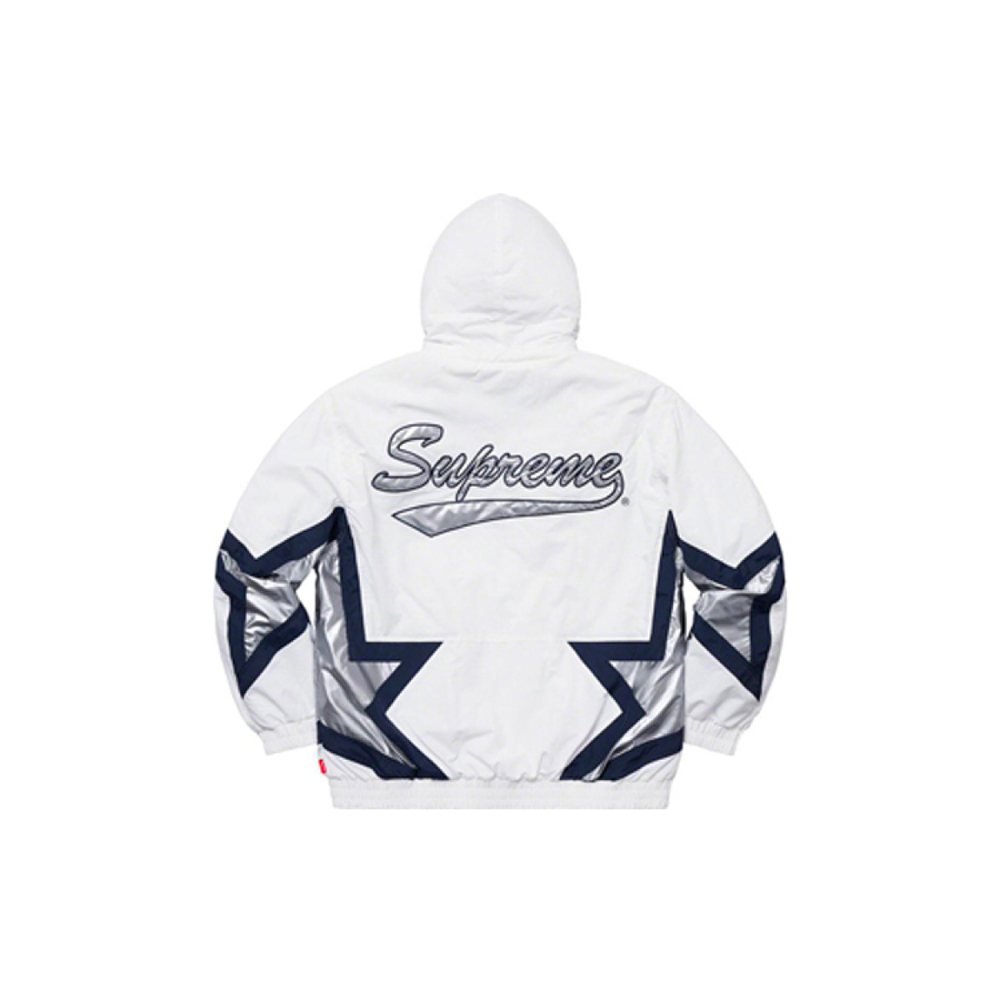 Supreme SS19 Stars Puffy Jacket White logo