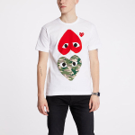 CDG Play Camouflage With Upside Down Heart T-Shirt T