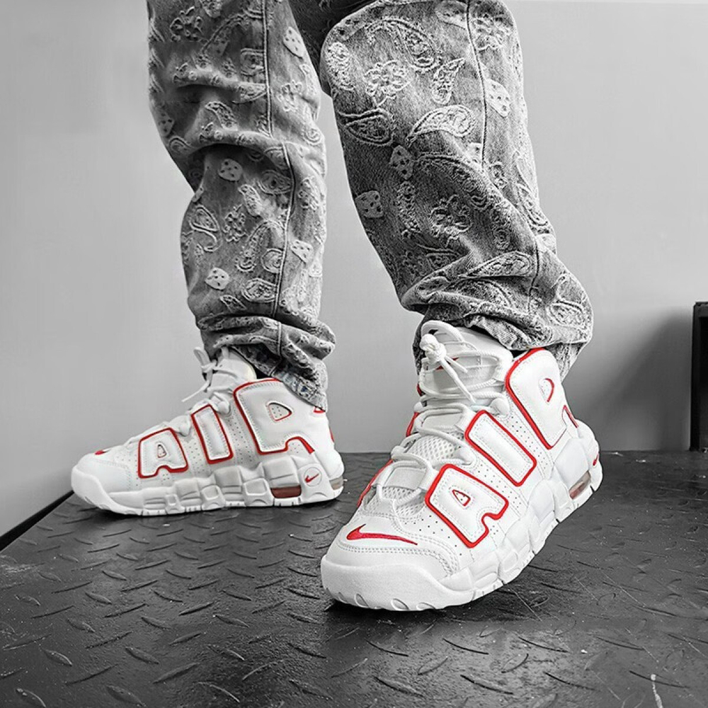 Nike Air More Uptempo "White Varsity Red Outline" 2021