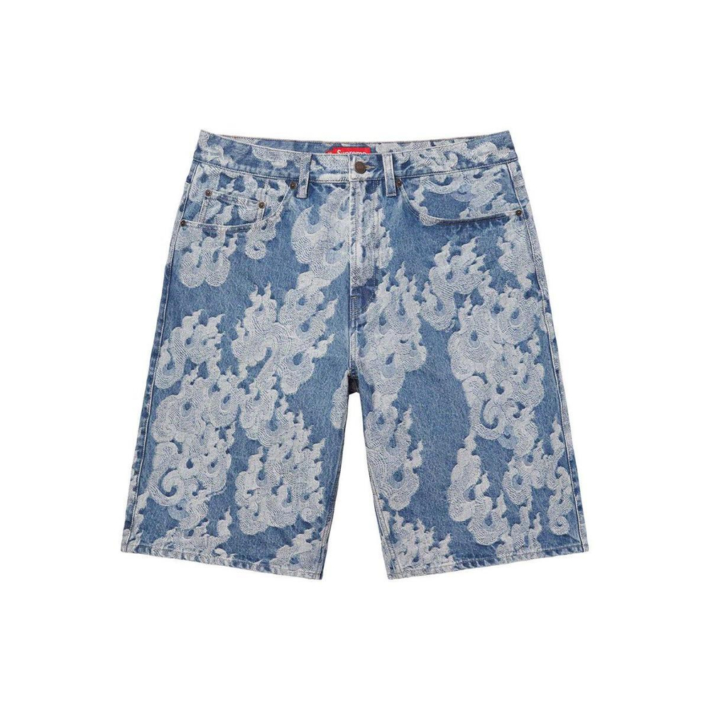 Supreme SS23 WEEK 13 FLAMES JACQUARD BAGGY DENIM SHORT