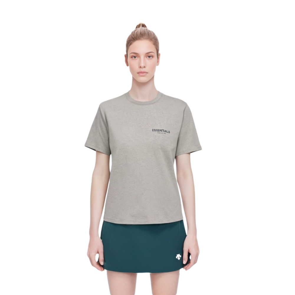 Fear of God Essentials FW21 SS Tee Dark Heather Oatmeal Logo T