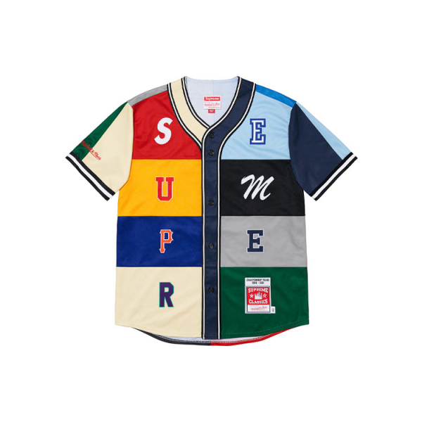 Supreme FW21 Week 12 x Mitchell & Ness Patchwork Baseball Jersey V