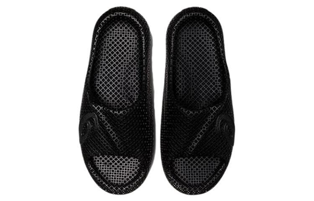 Asics simple hollow non-slip one-word slippers for men and women in the same style black