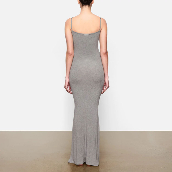SKIMS SOFT LOUNGE LONG SLIP DRESS /HEATHER GREY/GRAY