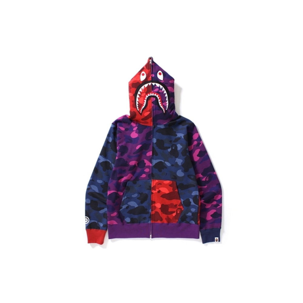 A BATHING APE Color Camo Crazy Shark Full Zip Hoodie