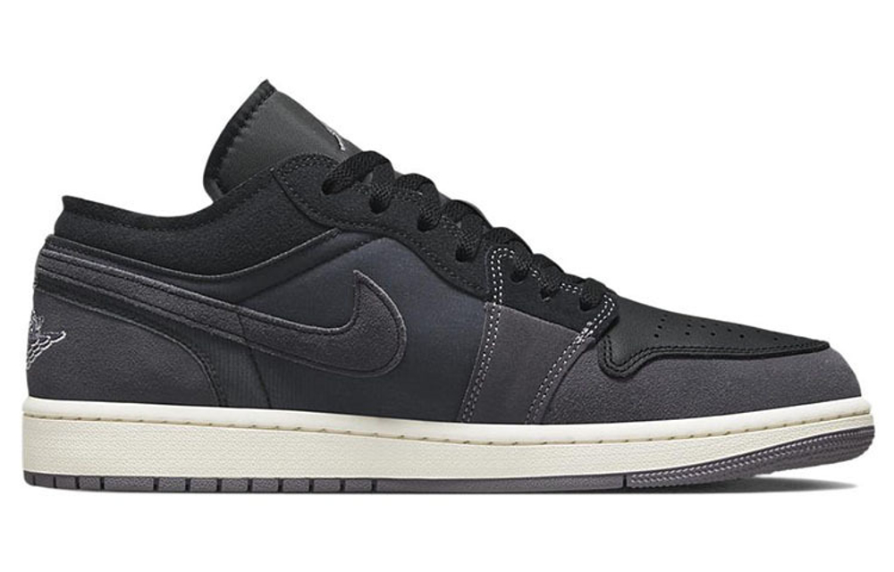 Jordan Air Jordan 1 low se craft "inside out" trendy material stitching wear-resistant low help retro basketball shoes Men's black ash