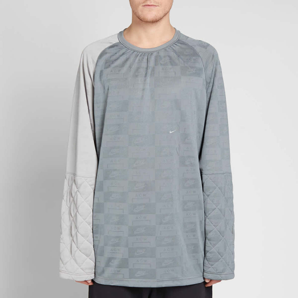 Nike x A-COLD-WALL* Grey Half Quilted Long Sleeves Tee Logo T