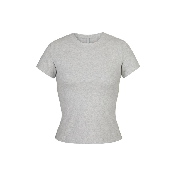 SKIMS COTTON JERSEY T-SHIRT T /LIGHT HEATHER GREY