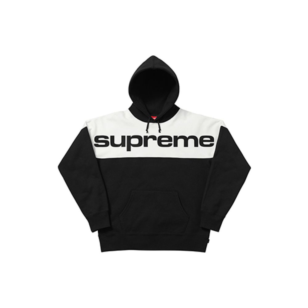 Supreme FW17 Blocked Hoodie Black logo
