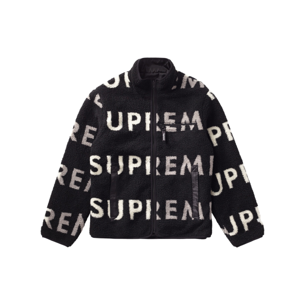 Supreme FW18 Reversible Logo Fleece Jacket Black